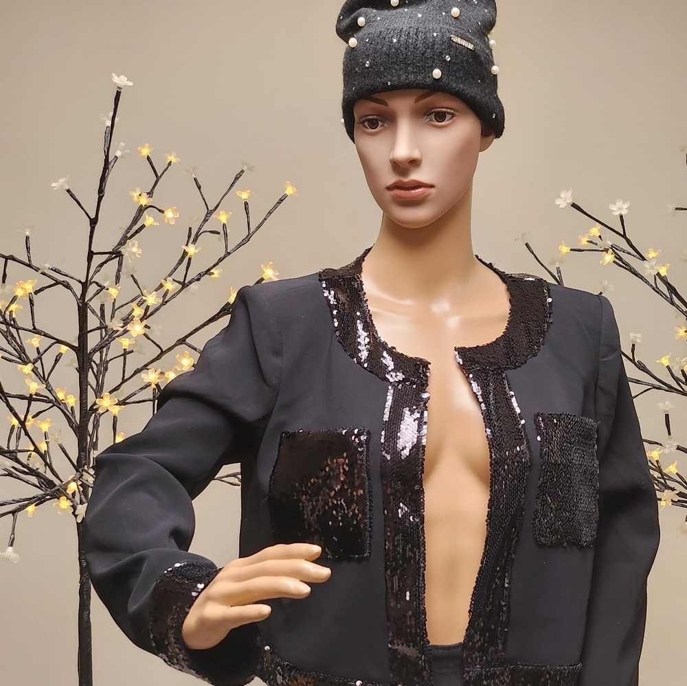 Cinq A Sept.  Rina Sequin Trim Crop Jacket.